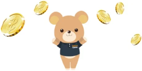 コインをプレゼントするクマのキャラクター
