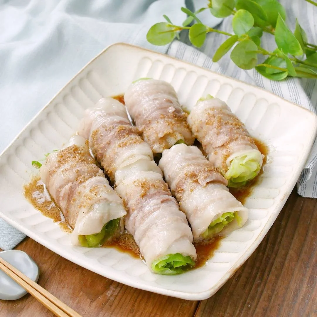 豚バラレタス巻きのレンジ蒸し