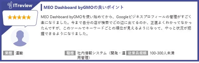 MEO Dashboard byGMOの良いポイント