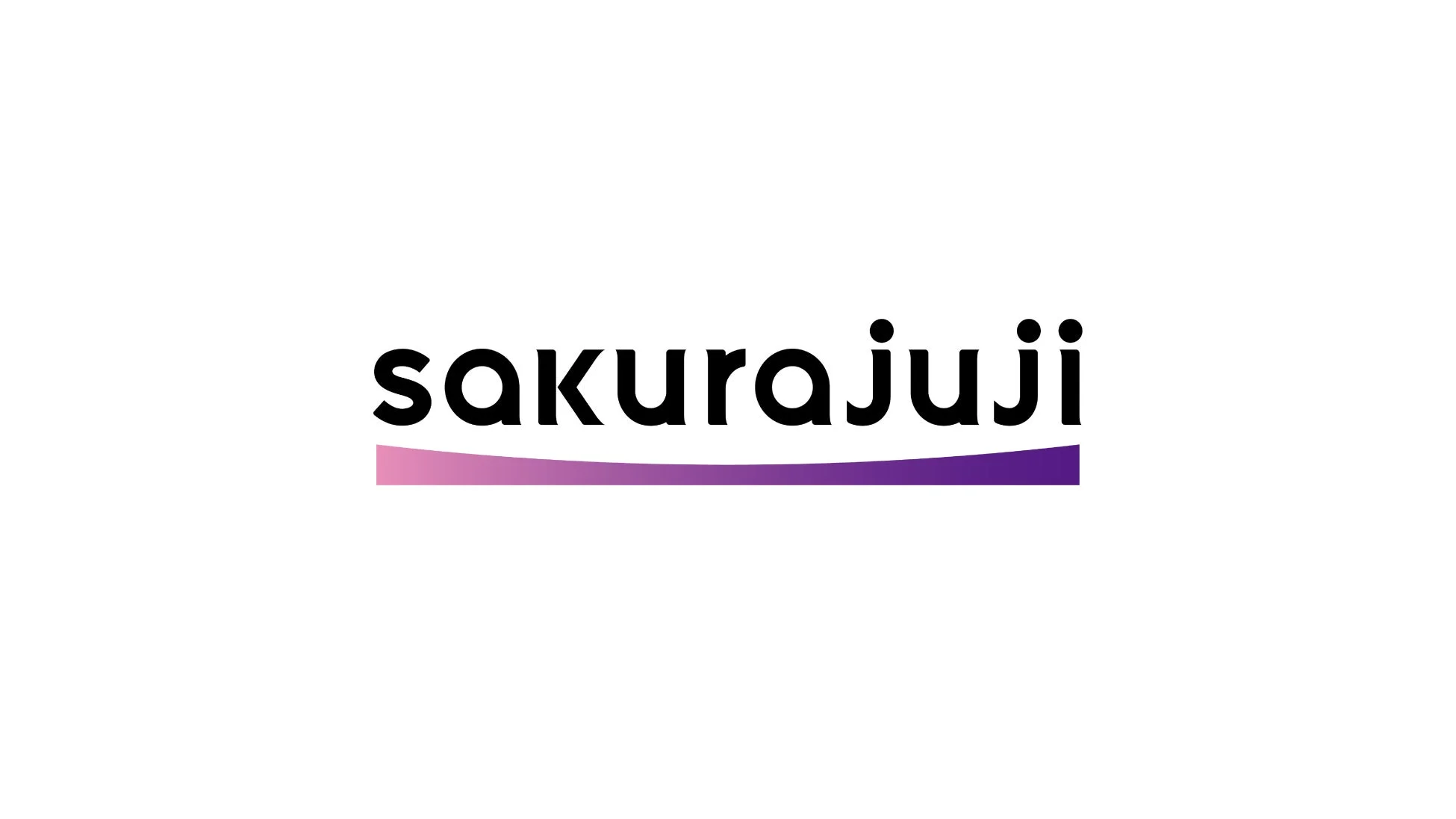 「sakurajuji」というテキストと、その下にピンクから紫へのグラデーションの線が配置されたシンプルなロゴ画像