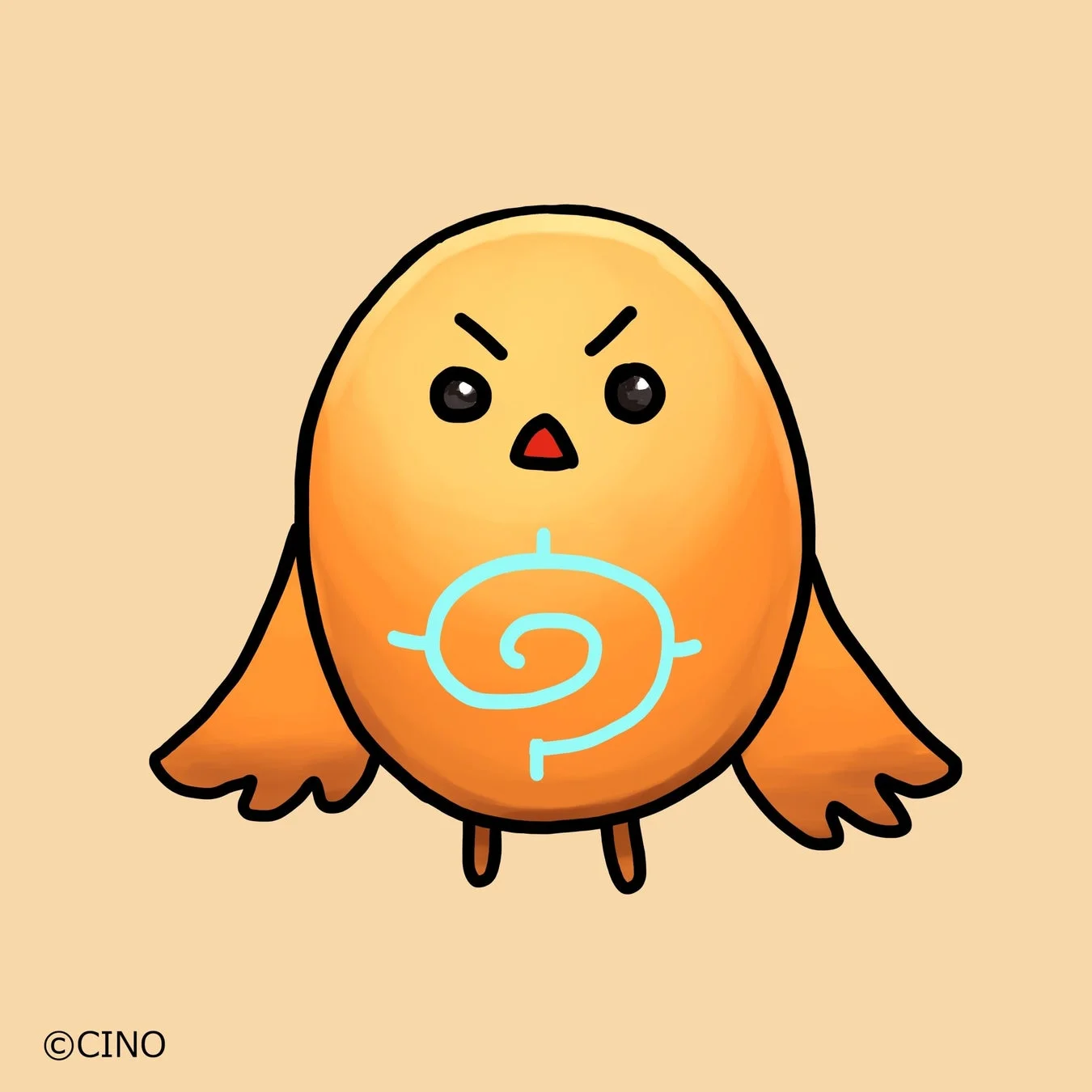 怒った表情をしたオレンジ色の丸っこいキャラクターのイラスト