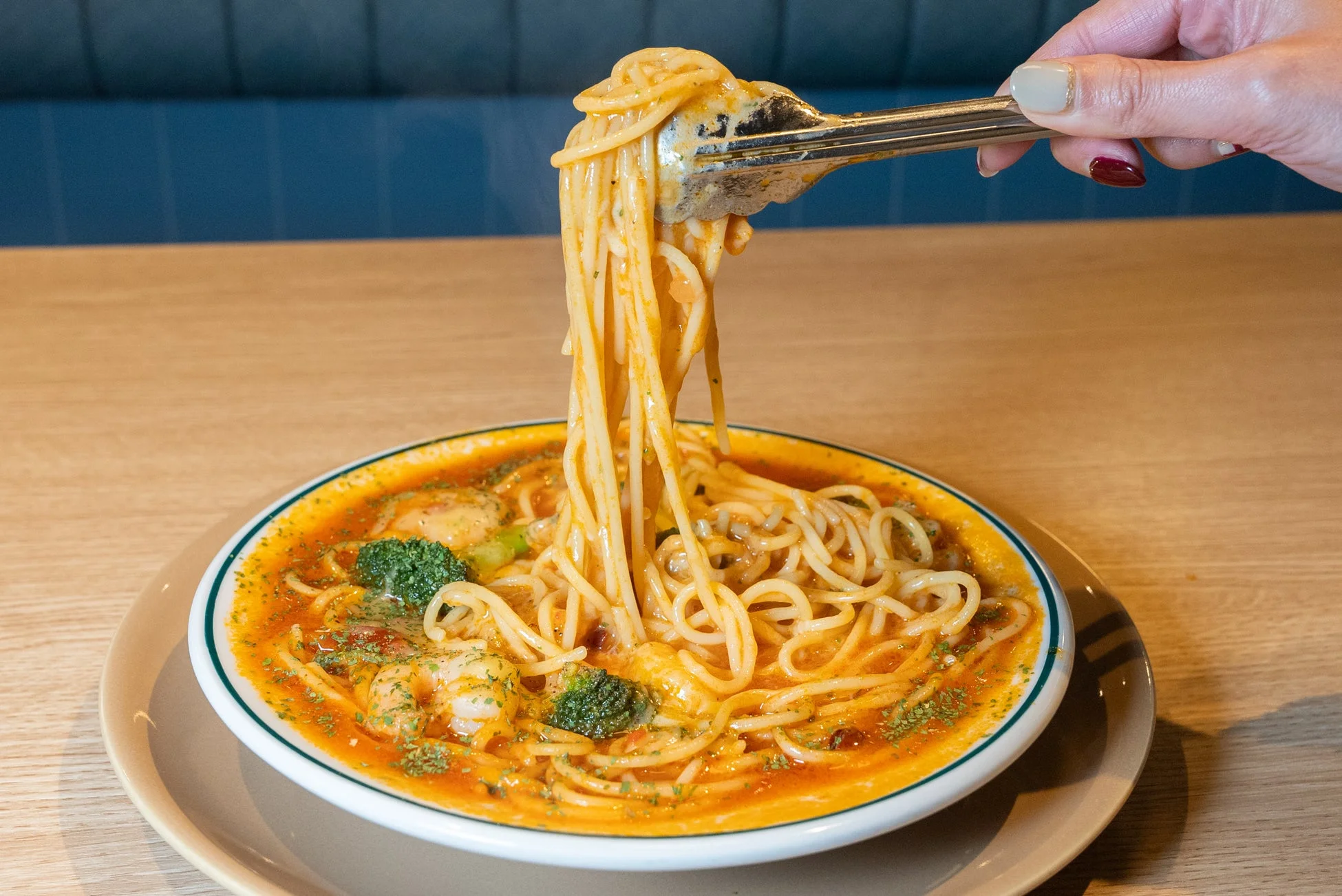 海老とブロッコリーのトマトクリームパスタ