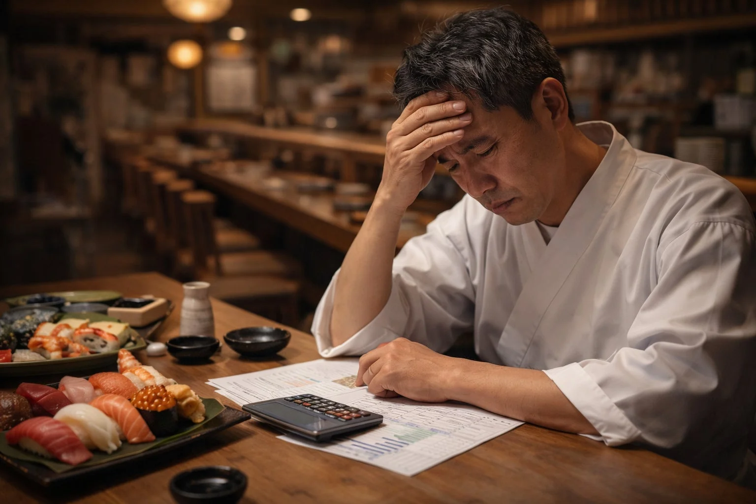 寿司職人が頭を抱える