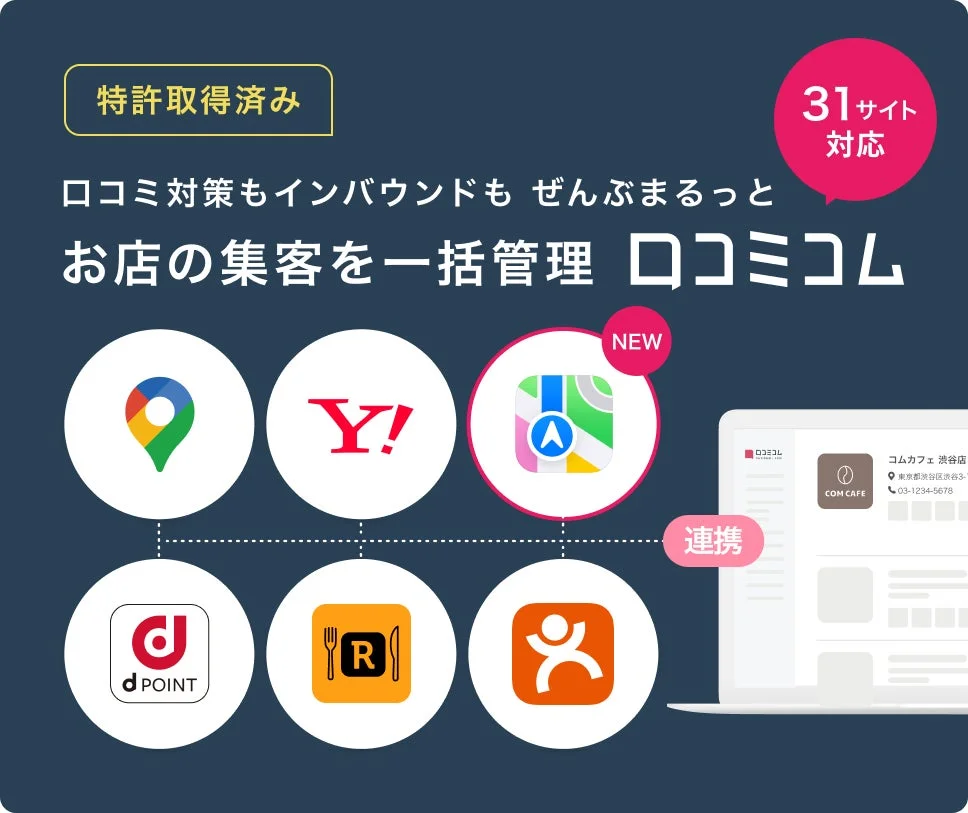 口コミコムの全体像、31サイト対応