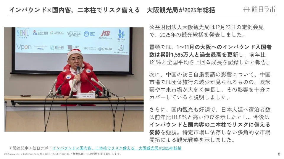 インバウンド×国内客、二本柱でリスク備える 大阪観光局が2025総括