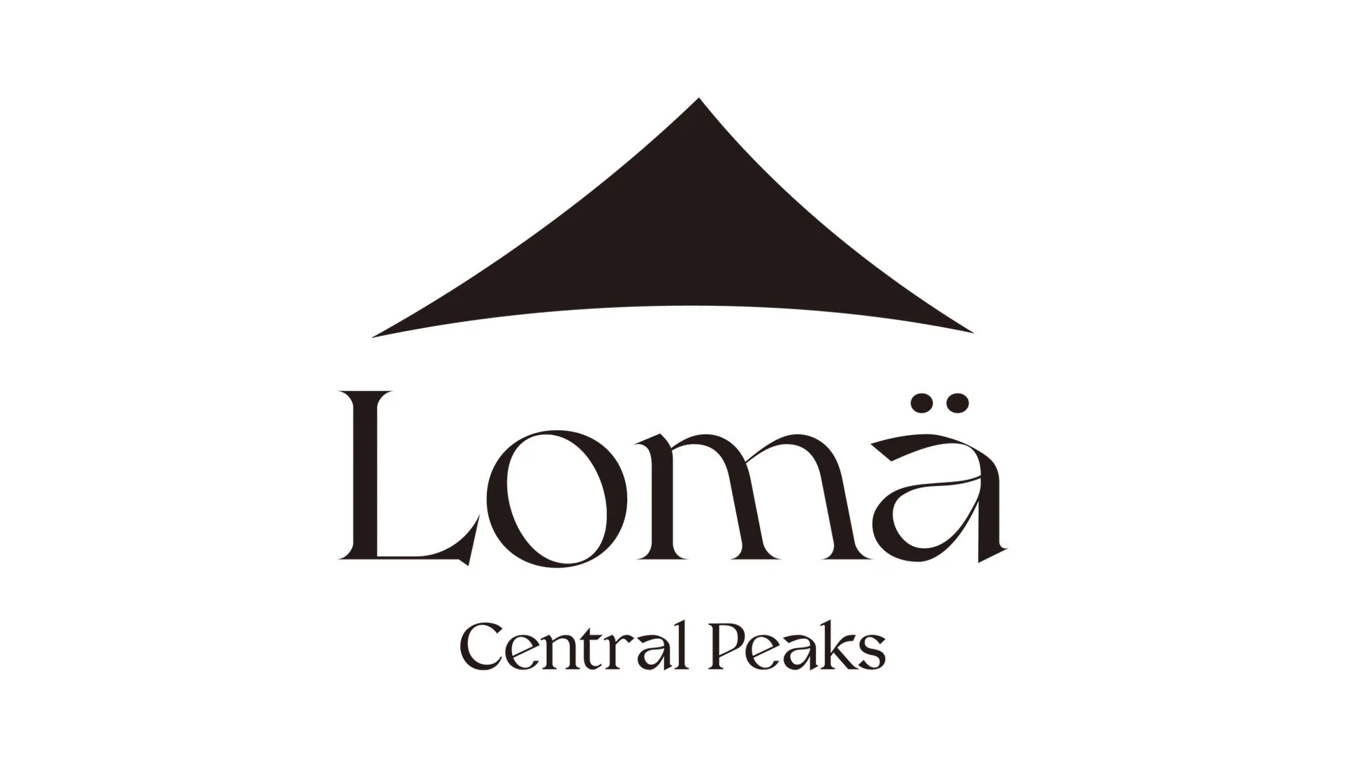 黒い三角形の図形と「Loma」「Central Peaks」の文字で構成されたロゴ