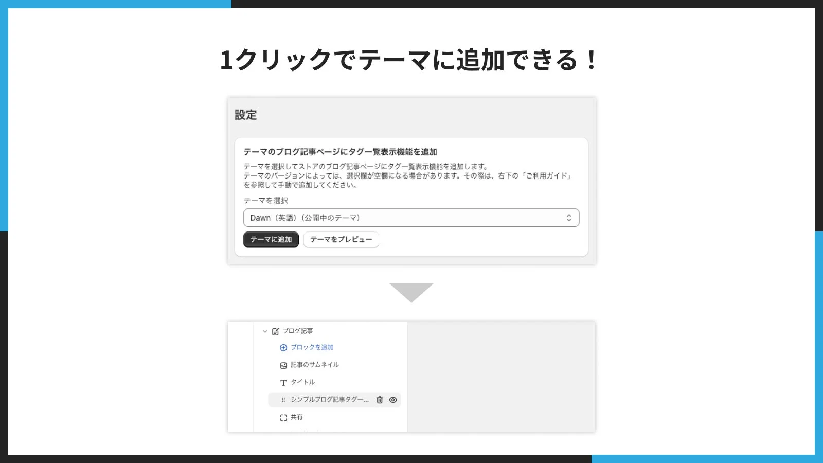 1クリックでテーマに追加できる