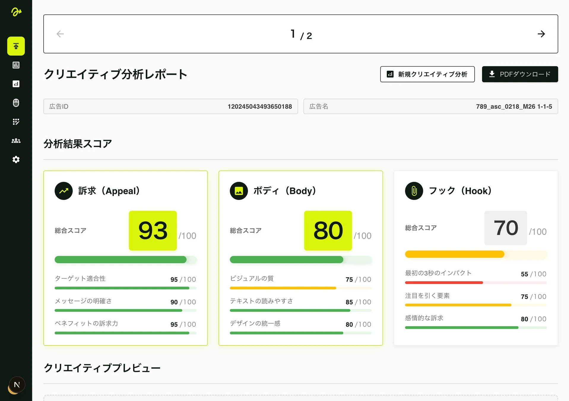 広告クリエイティブ分析レポート
