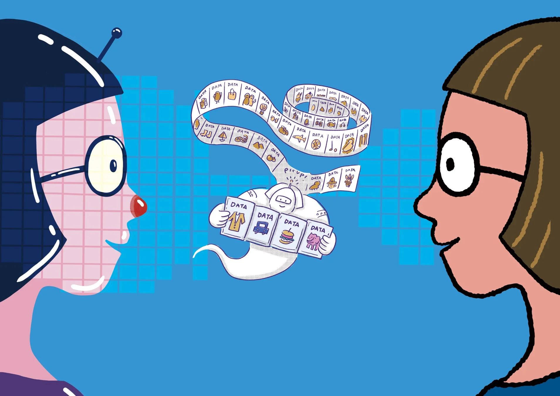 AIによるデータ活用と情報処理のイメージ