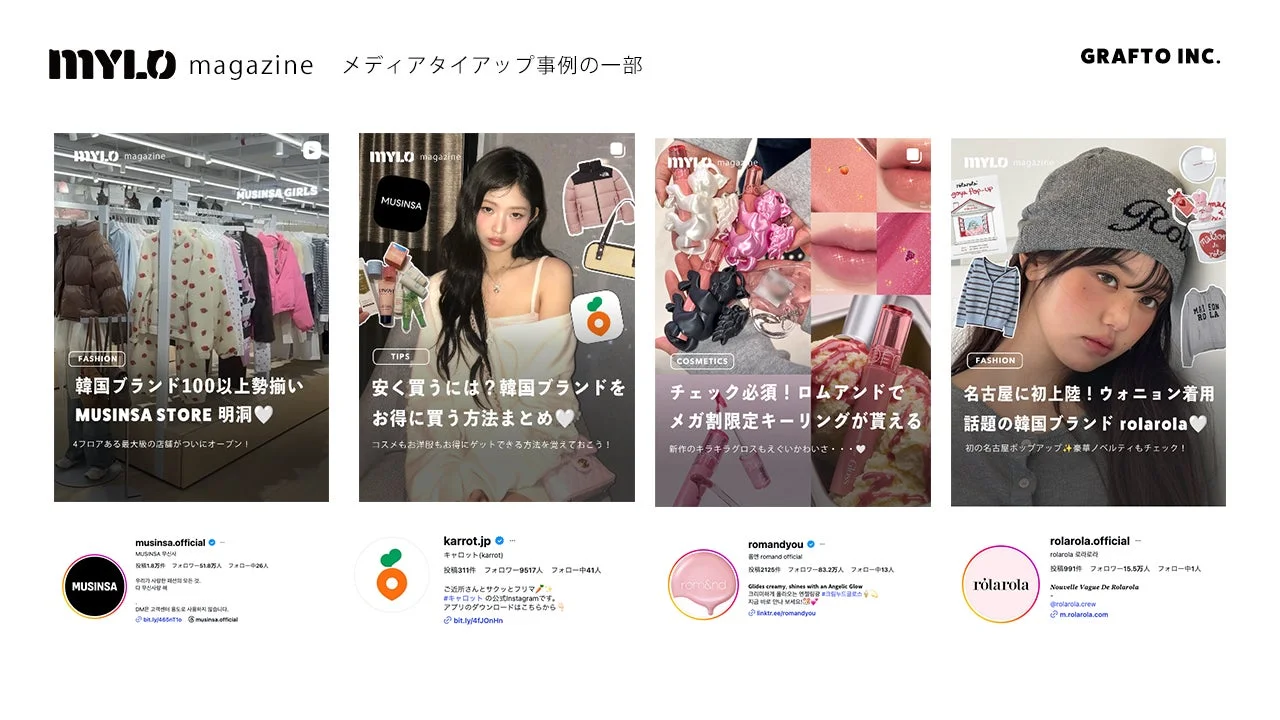 MUSINSA, rom&nd, rolarolaとのタイアップ例