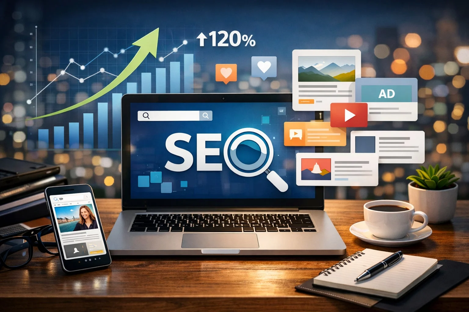 SEOとデジタルマーケティングの成果を視覚化した画像