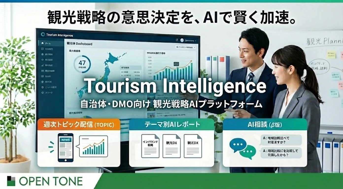 AIを活用した観光戦略プラットフォーム「Tourism Intelligence」を紹介するビジネスシーン