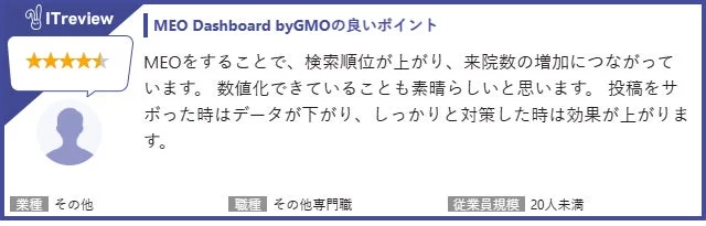 ITreviewに掲載されたMEO Dashboard byGMOのレビュー