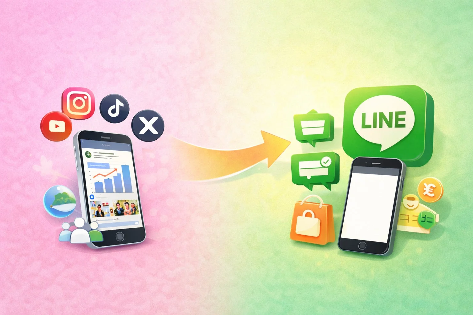 SNSやビジネスデータをLINEに集約する様子