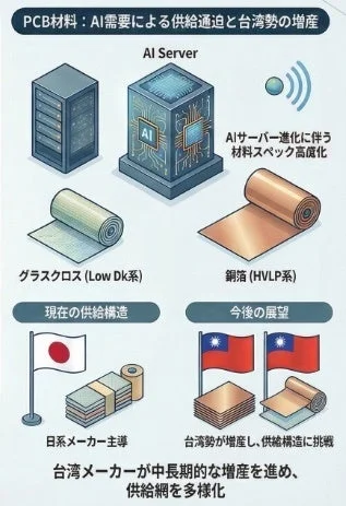 PCB材料の供給逼迫と台湾勢の増産