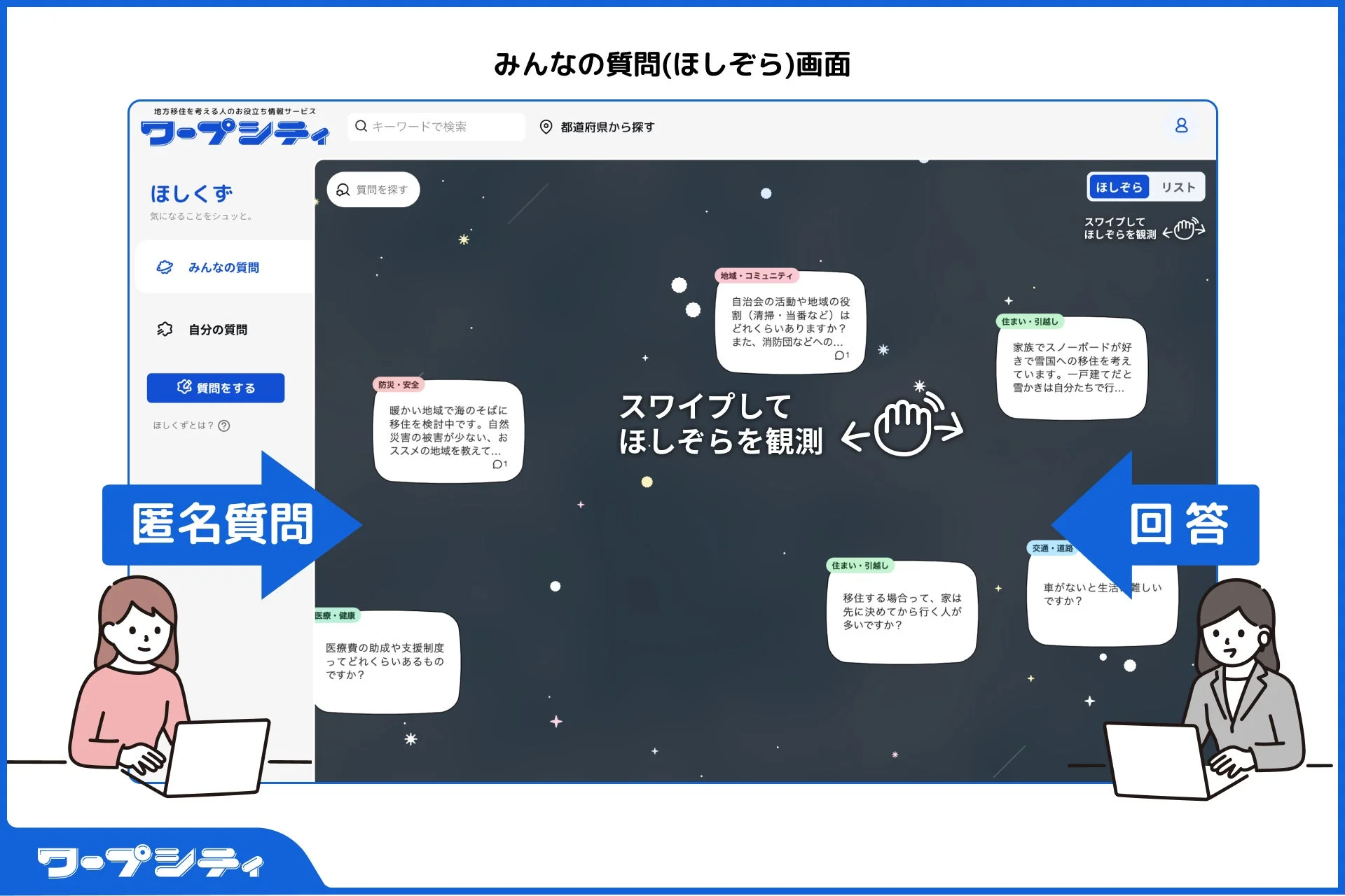 みんなの質問(ほしぞら)画面