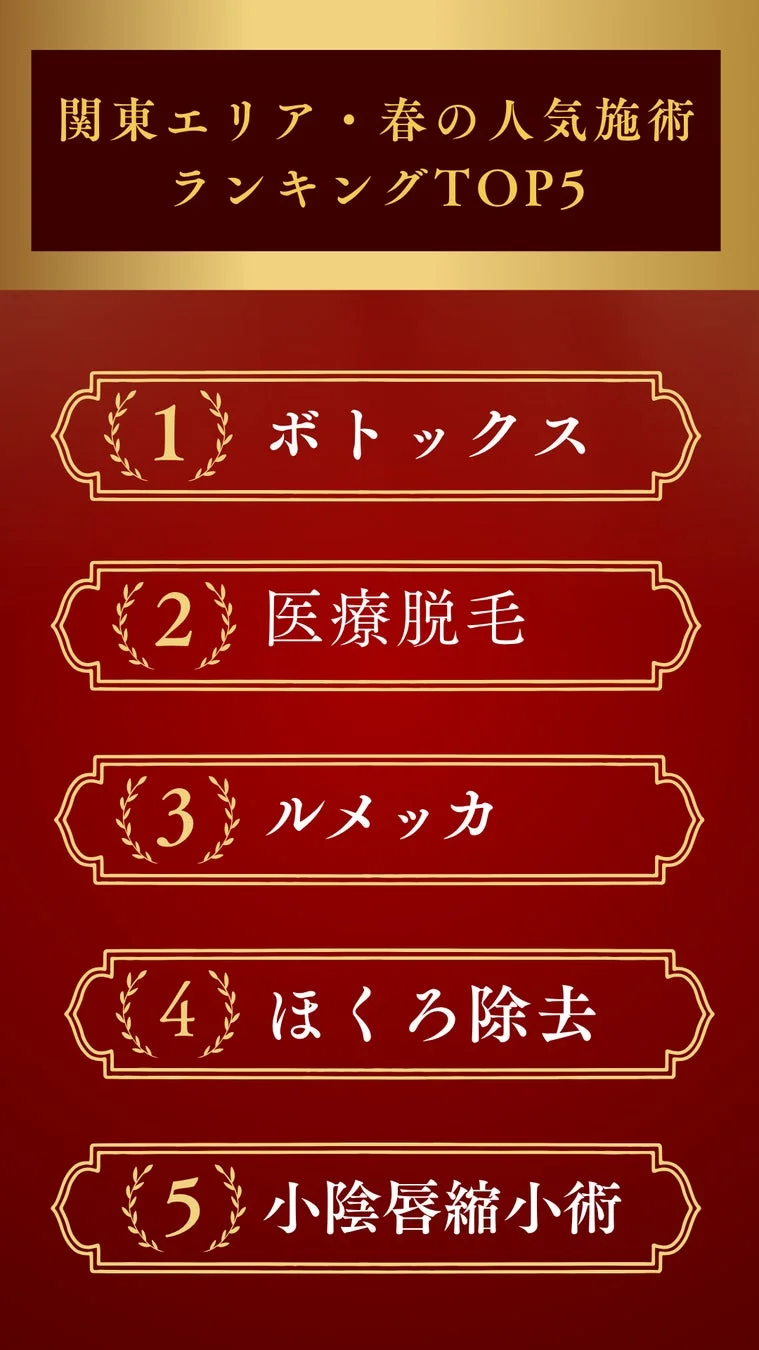 関東エリア・春の人気施術ランキングTOP5