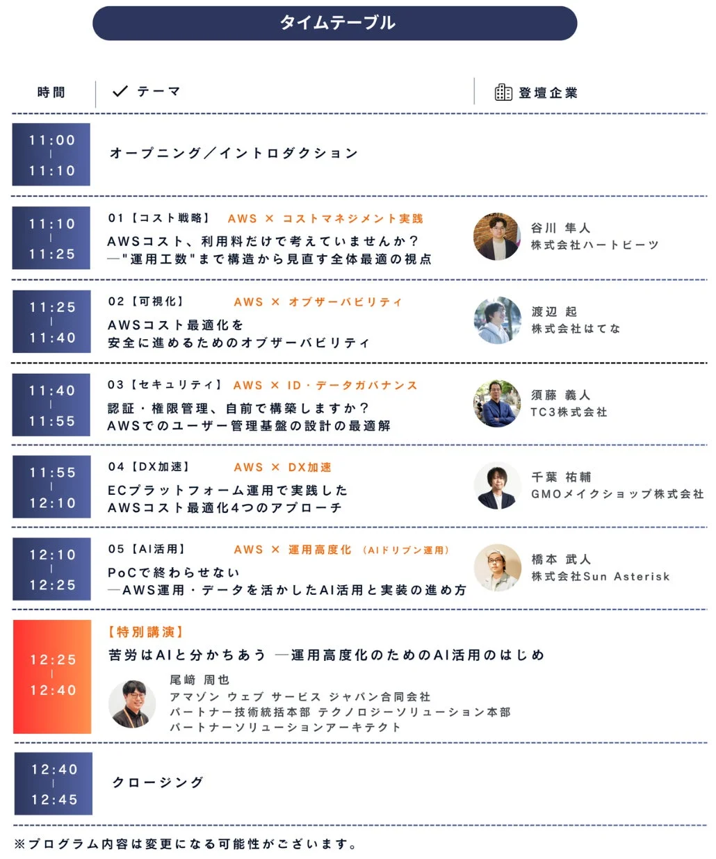タイムテーブル