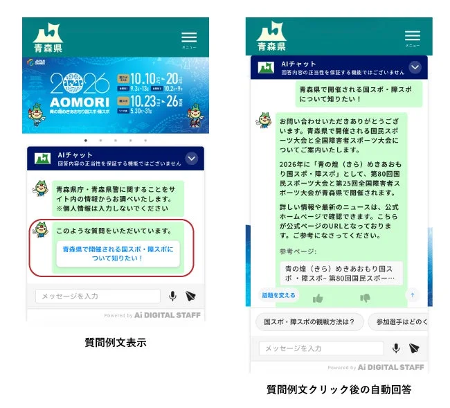 青森県 AIチャット 国スポ・障スポに関する質問例文と自動回答
