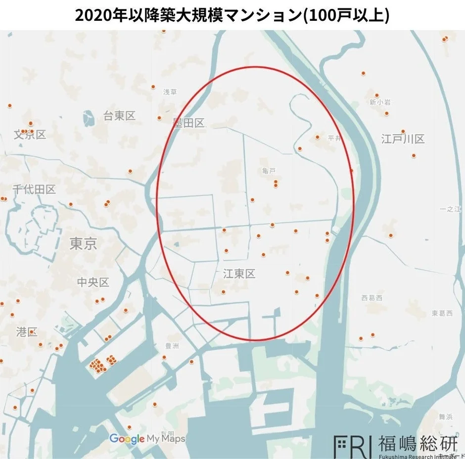 2020年以降築大規模マンション(100戸以上)の分布
