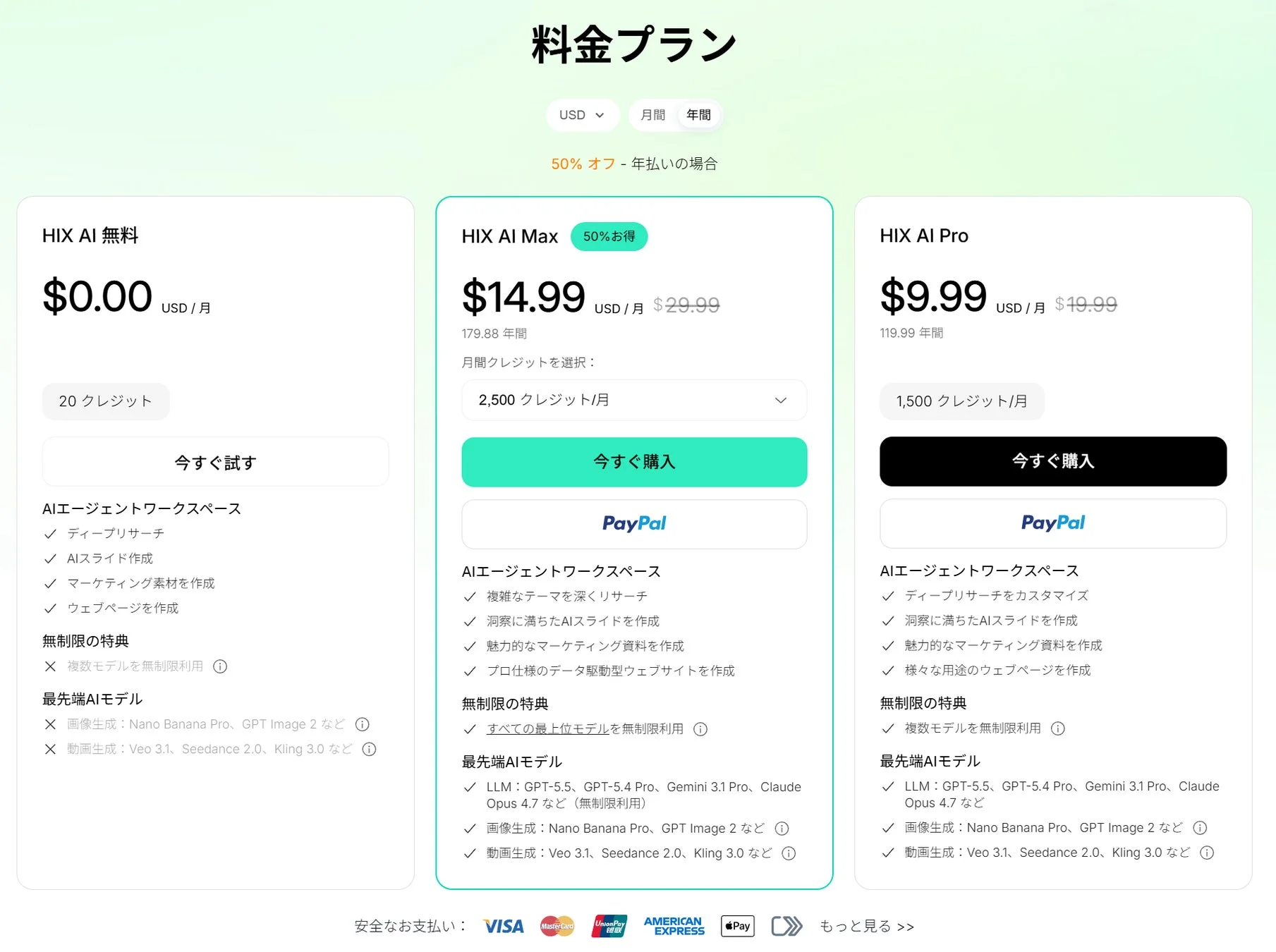 HIX AIの料金プラン