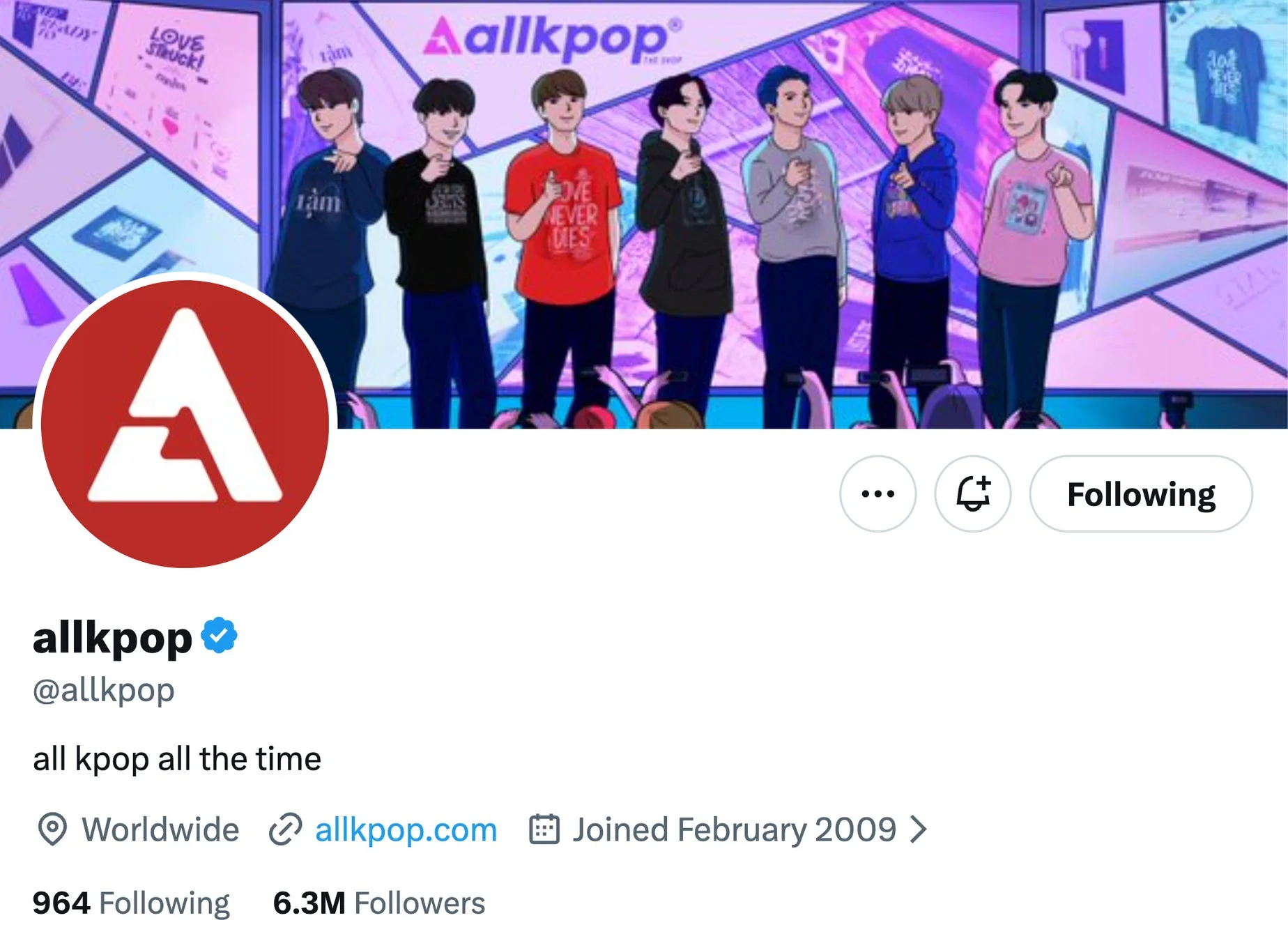 allkpopのXアカウント