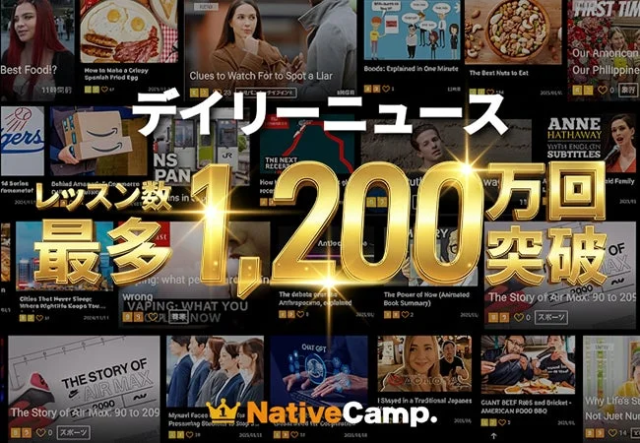ネイティブキャンプの「デイリーニュース」が累計1,200万レッスンを突破！時事ネタで「生きた英語」を学ぶ実践的学習法に注目