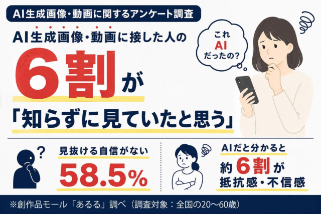 見抜けないAI生成コンテンツの衝撃！約6割が「知らずに見ていた」と回答、不信感も顕在化