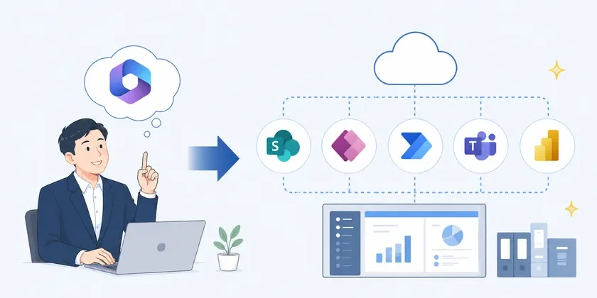 Microsoft 365の各種ツールの連携イメージ