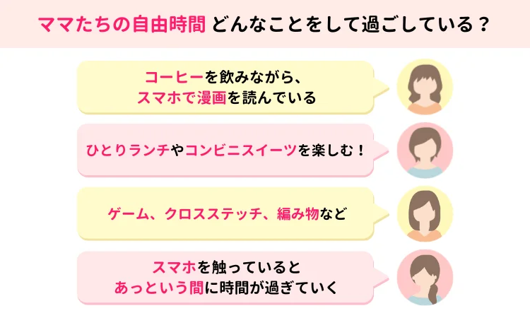 ママたちの自由時間 どんなことをして過ごしている？