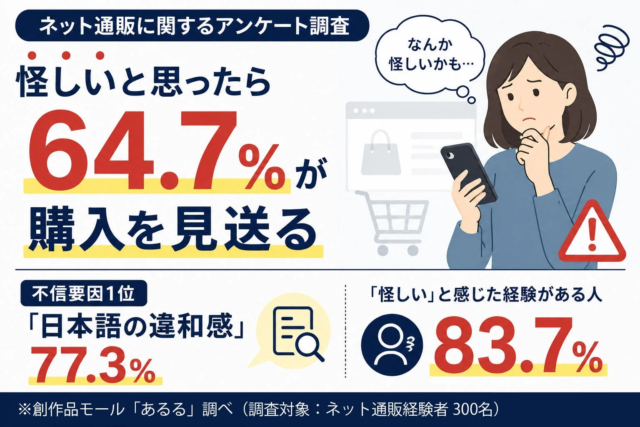 ネット通販の不信要因1位は「日本語の違和感」77.3％！消費者が購入を見送る“怪しい”サインとその対策🔑
